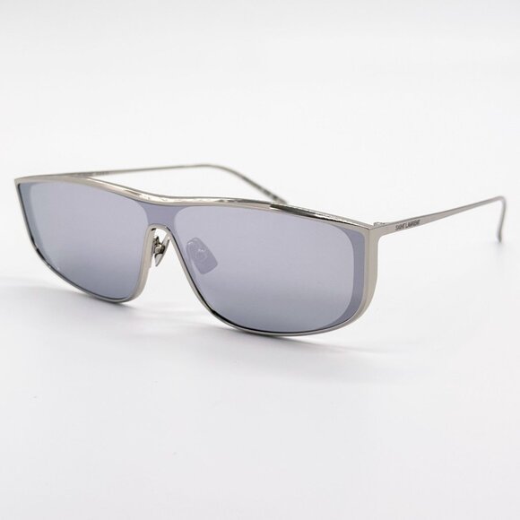 NEW SAINT LAURENT SL605 LUNA 003 SHIELD  SILVER SUNGLASSES SAINT LAURENT SL 605 - Picture 3 of 11